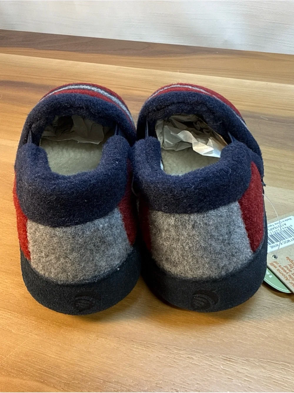 NWT Acorn Slippers Kids 11-12 Slip On Loafer Flats Blue & Burgundy  Stripes